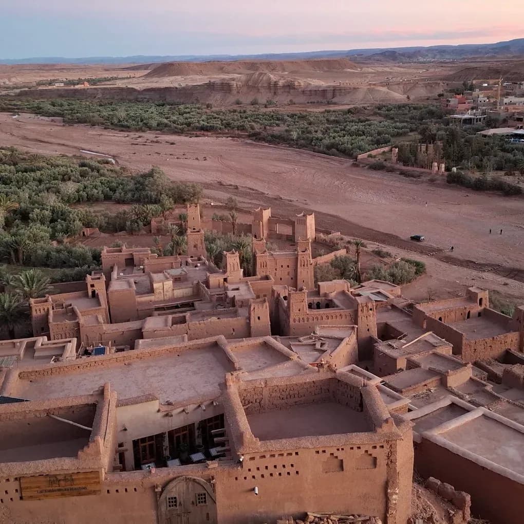 Aerial view of the kasbahs of Aït Ben Haddou