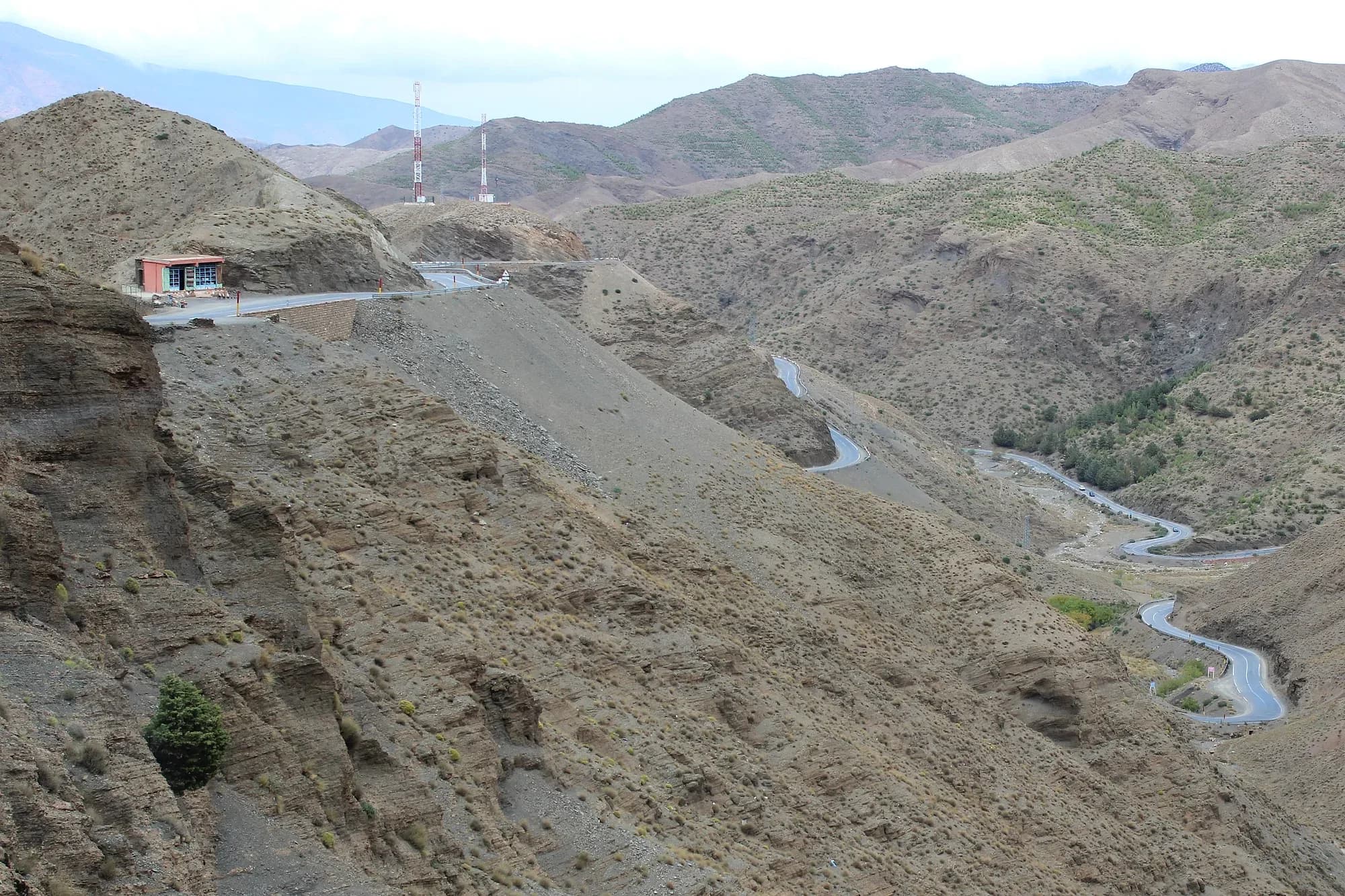 Hairpin bends on the north side of the Tizi n'Tichka pass, High Atlas