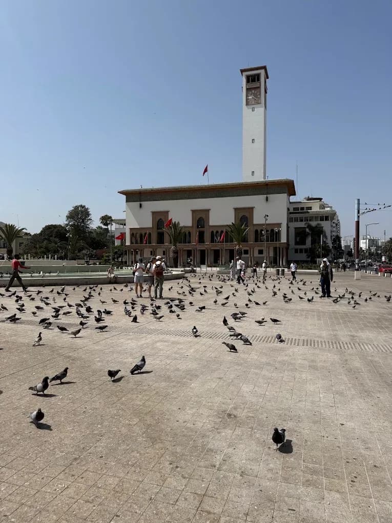 Square with a clock tower in Tangier