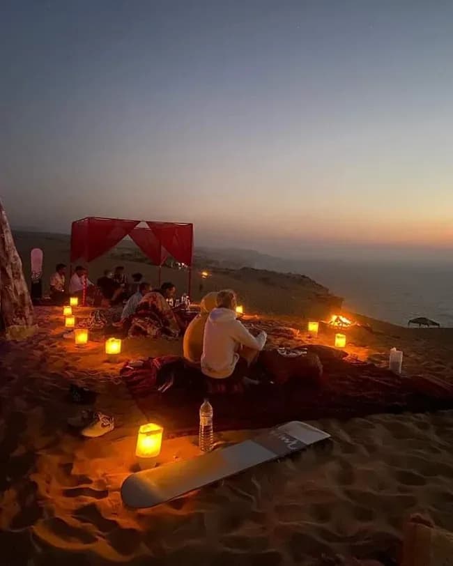 Candlelit dinner at the camp