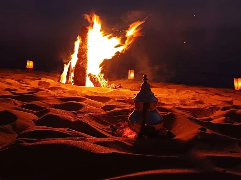 Campfire at the camp at night