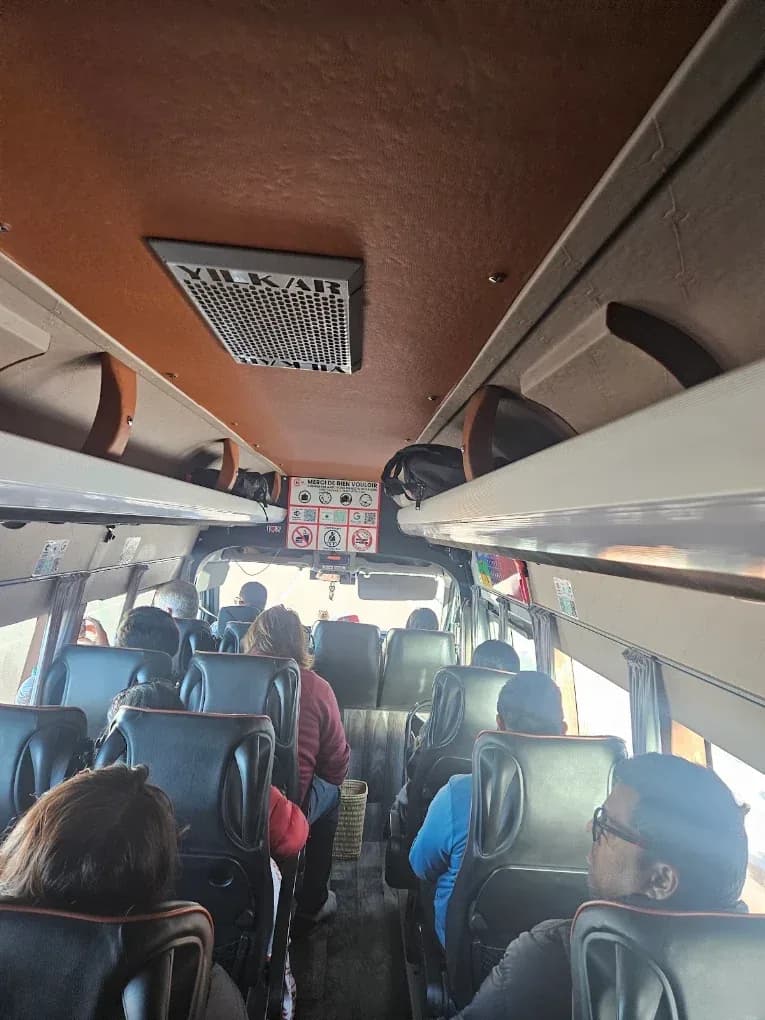 Inside the travel minibus