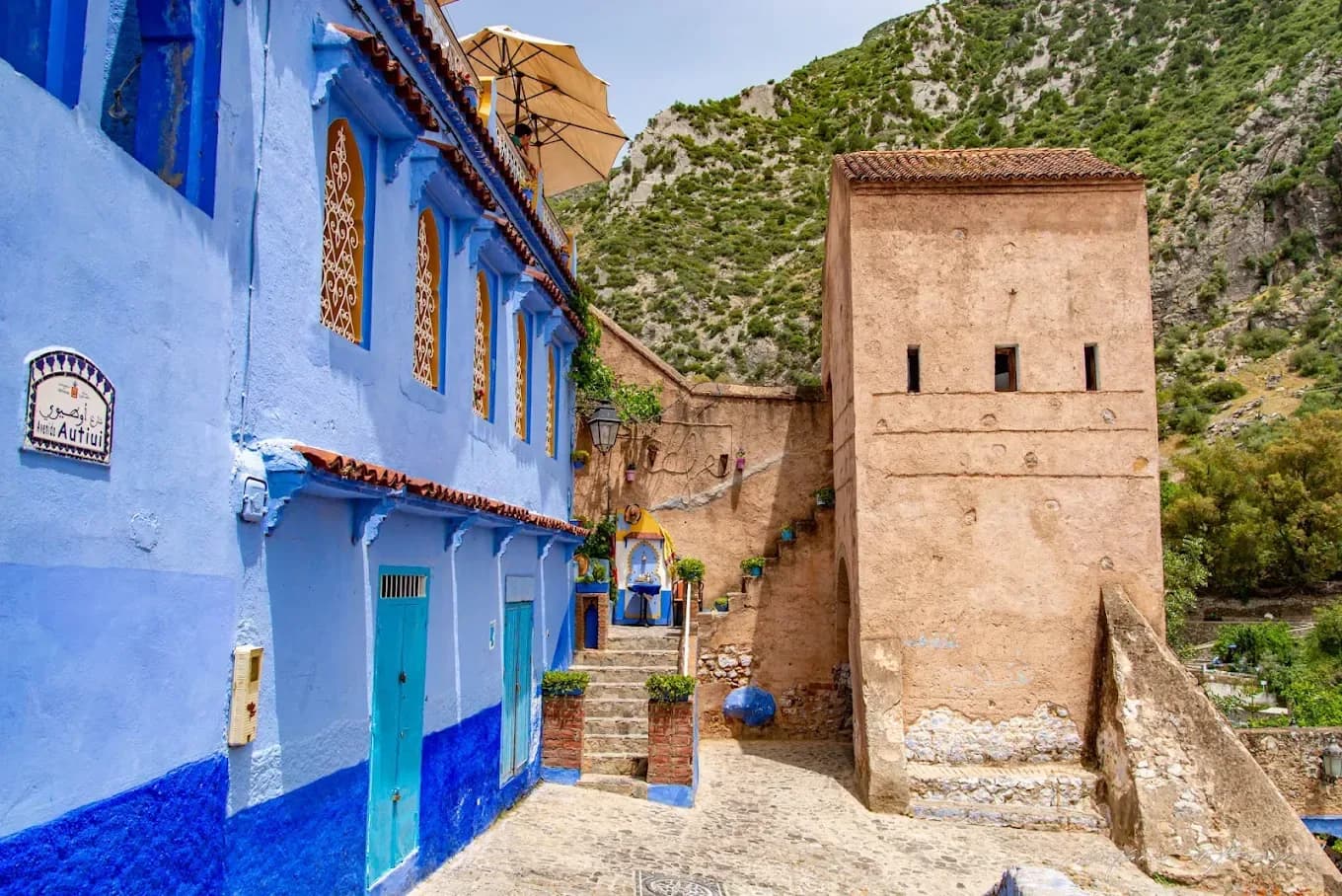 Blue street by the Chefchaouen kasbah