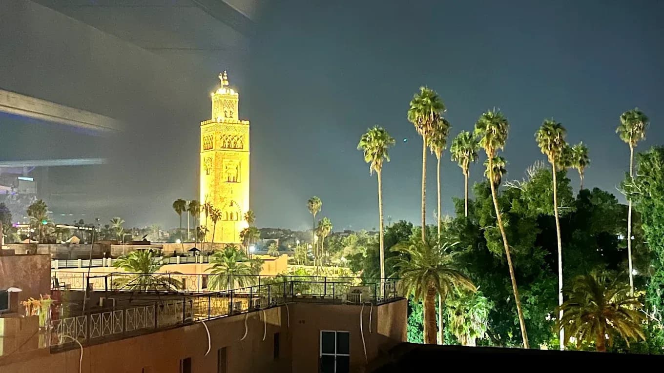 The Koutoubia lit up at night