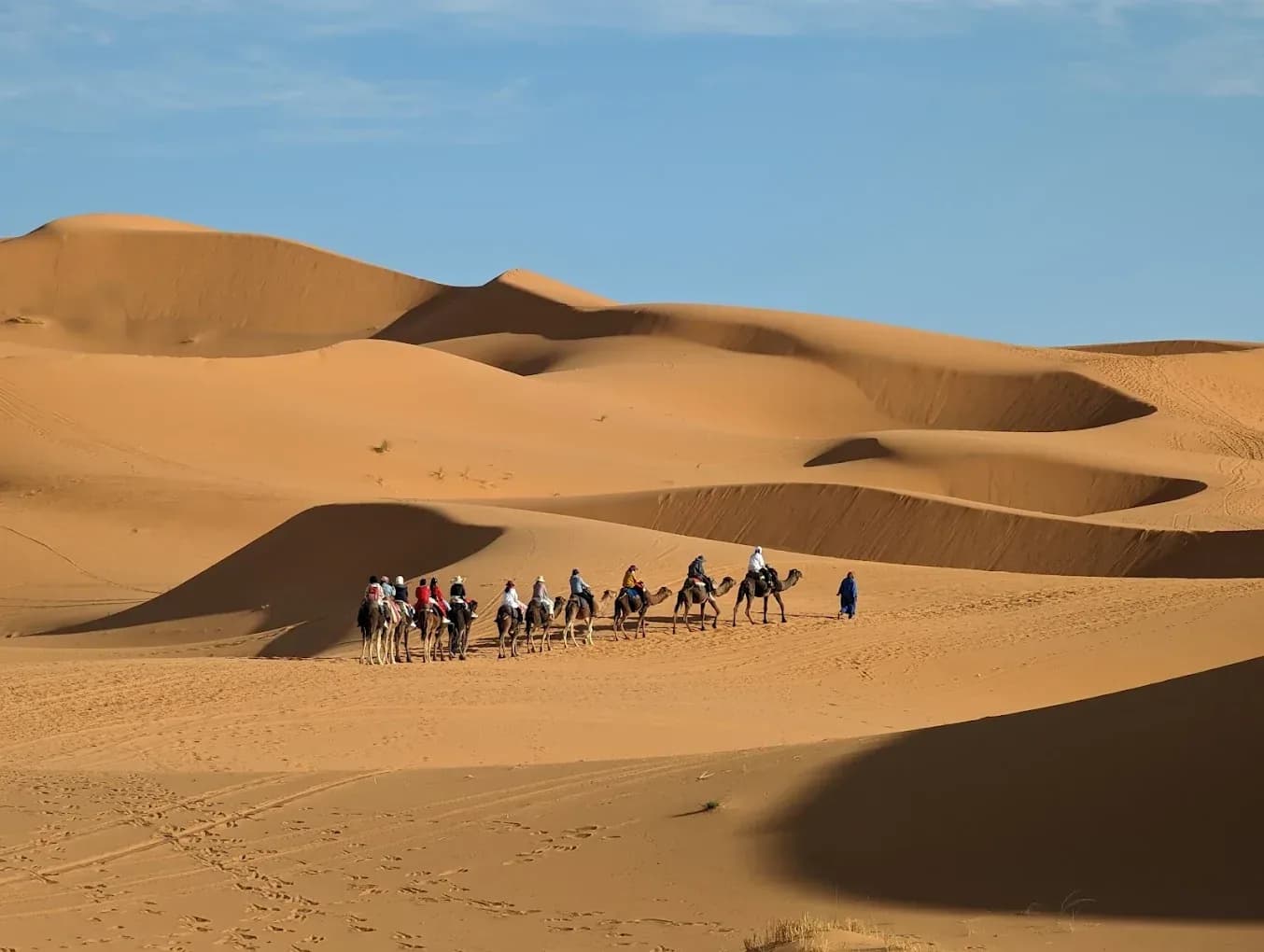 Caravan among the large dunes of Erg Chebbi