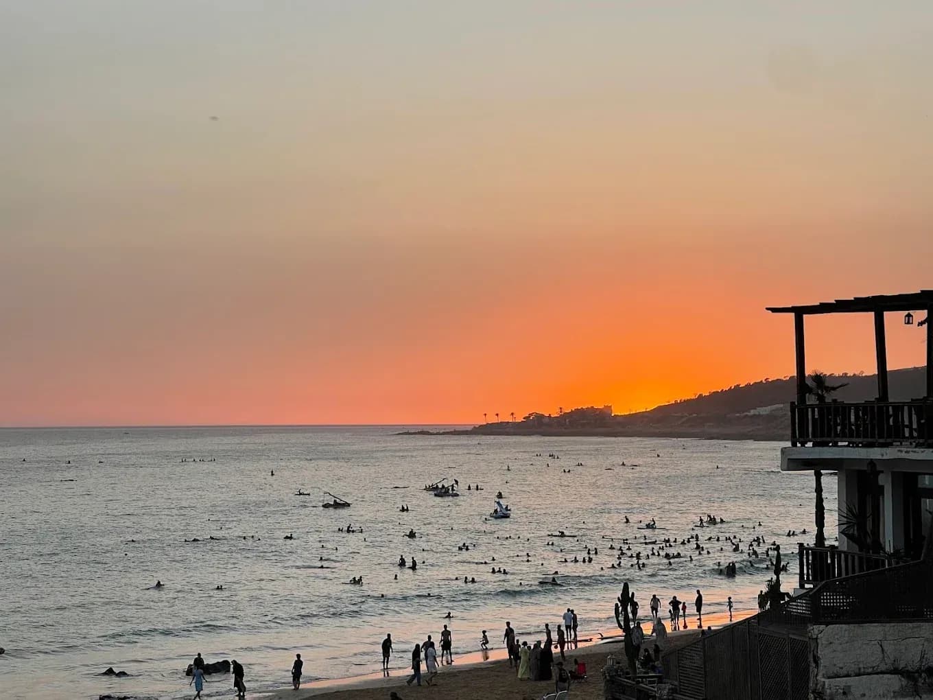 Sunset on the beach in Tangier