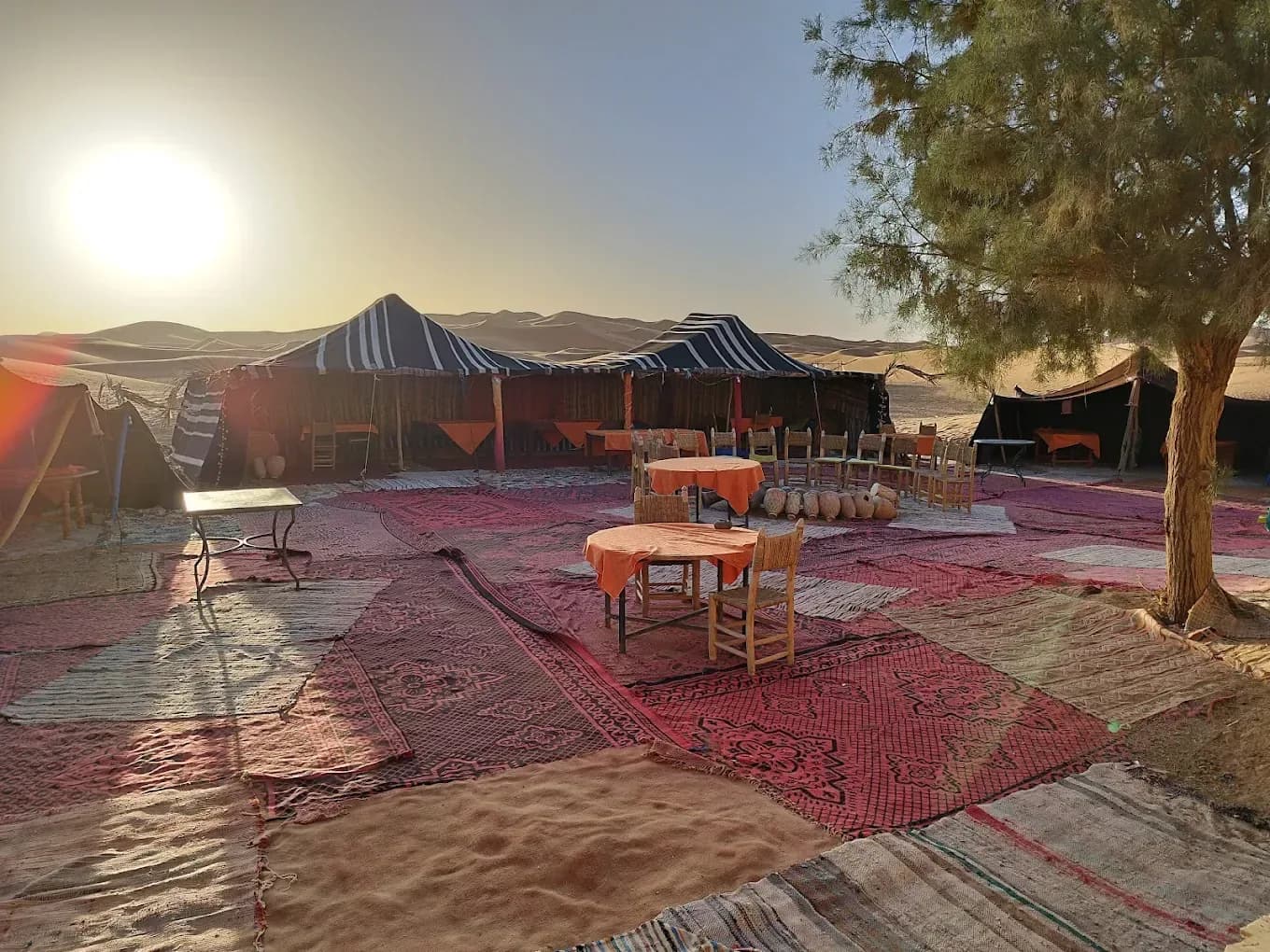 Communal area of the camp with rugs