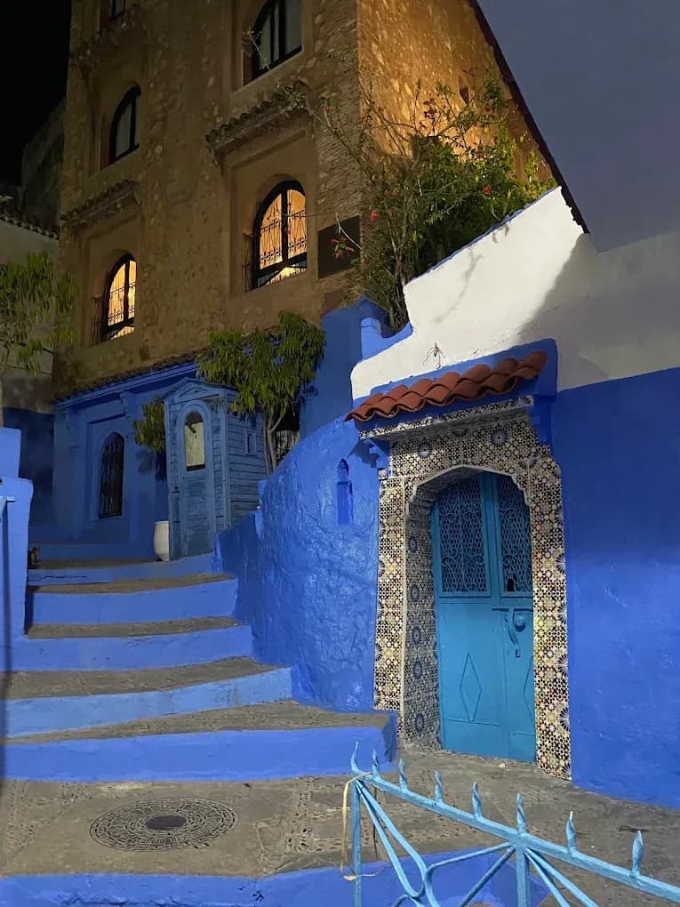 Blue staircase in the Chefchaouen medina