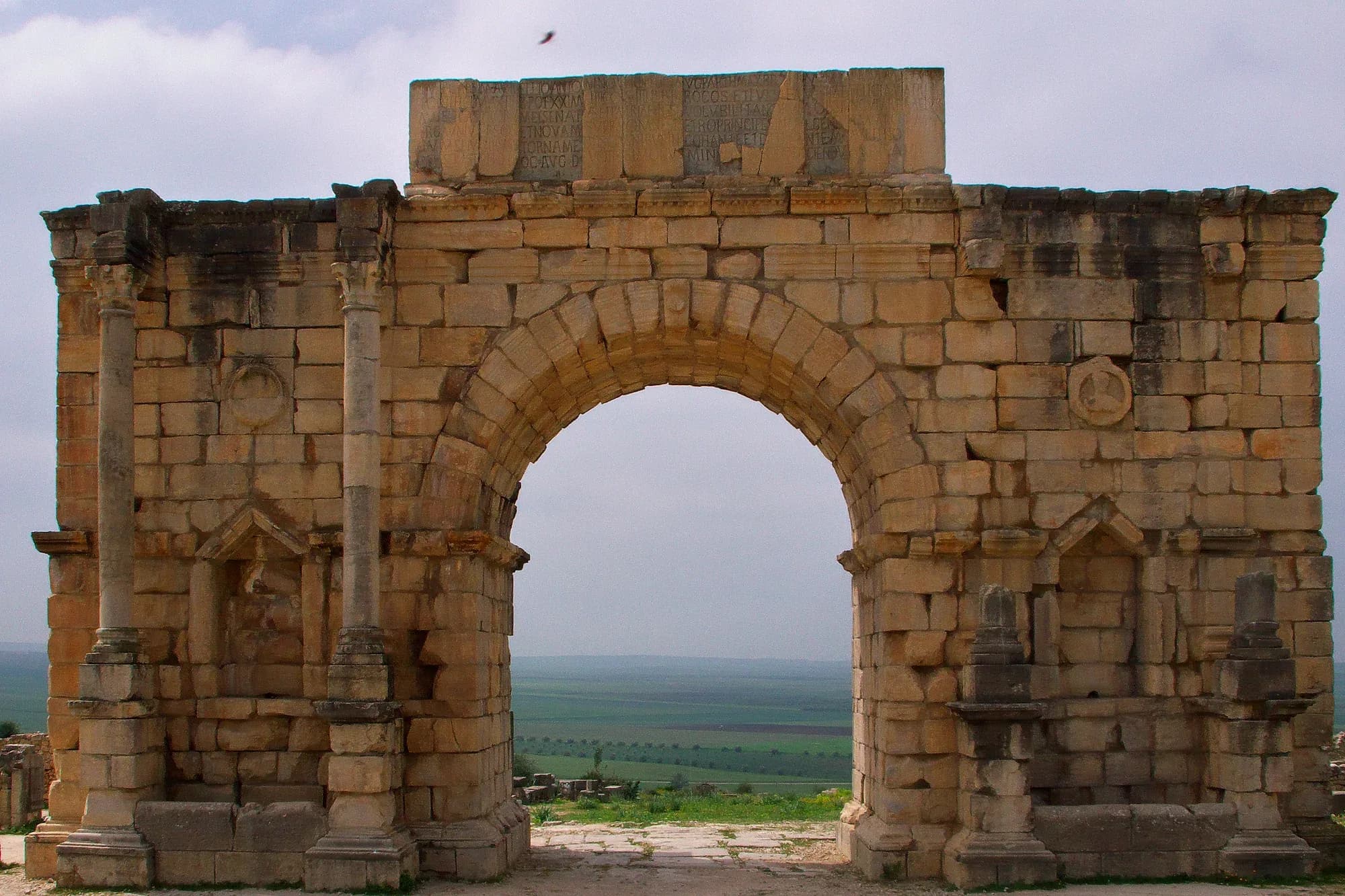 Arch of Caracalla in the Roman ruins of Volubilis, near Meknes