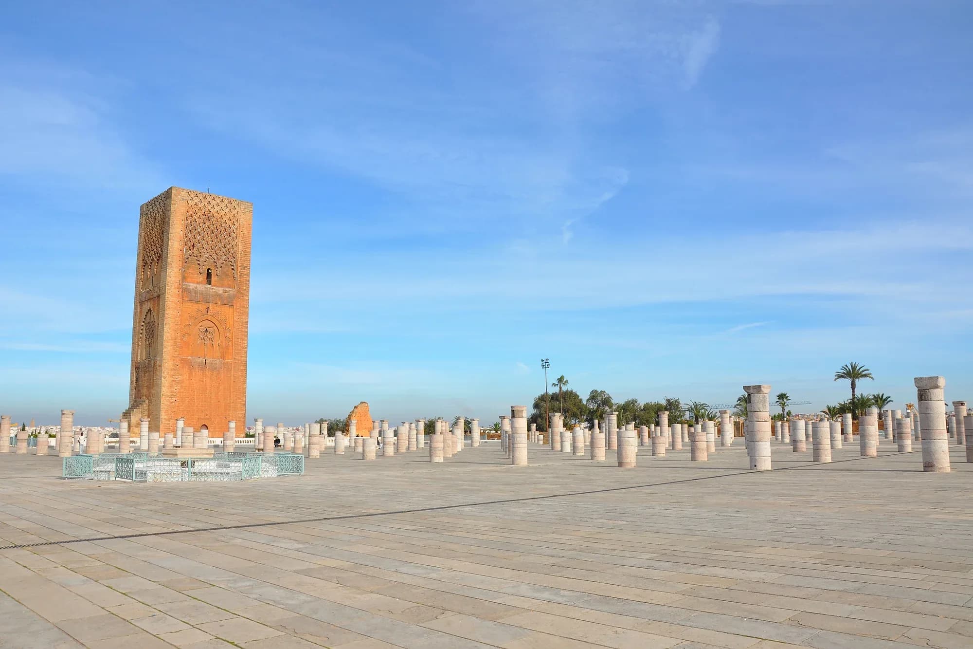 Hassan Tower and esplanade of columns next to the Mausoleum of Mohammed V in Rabat