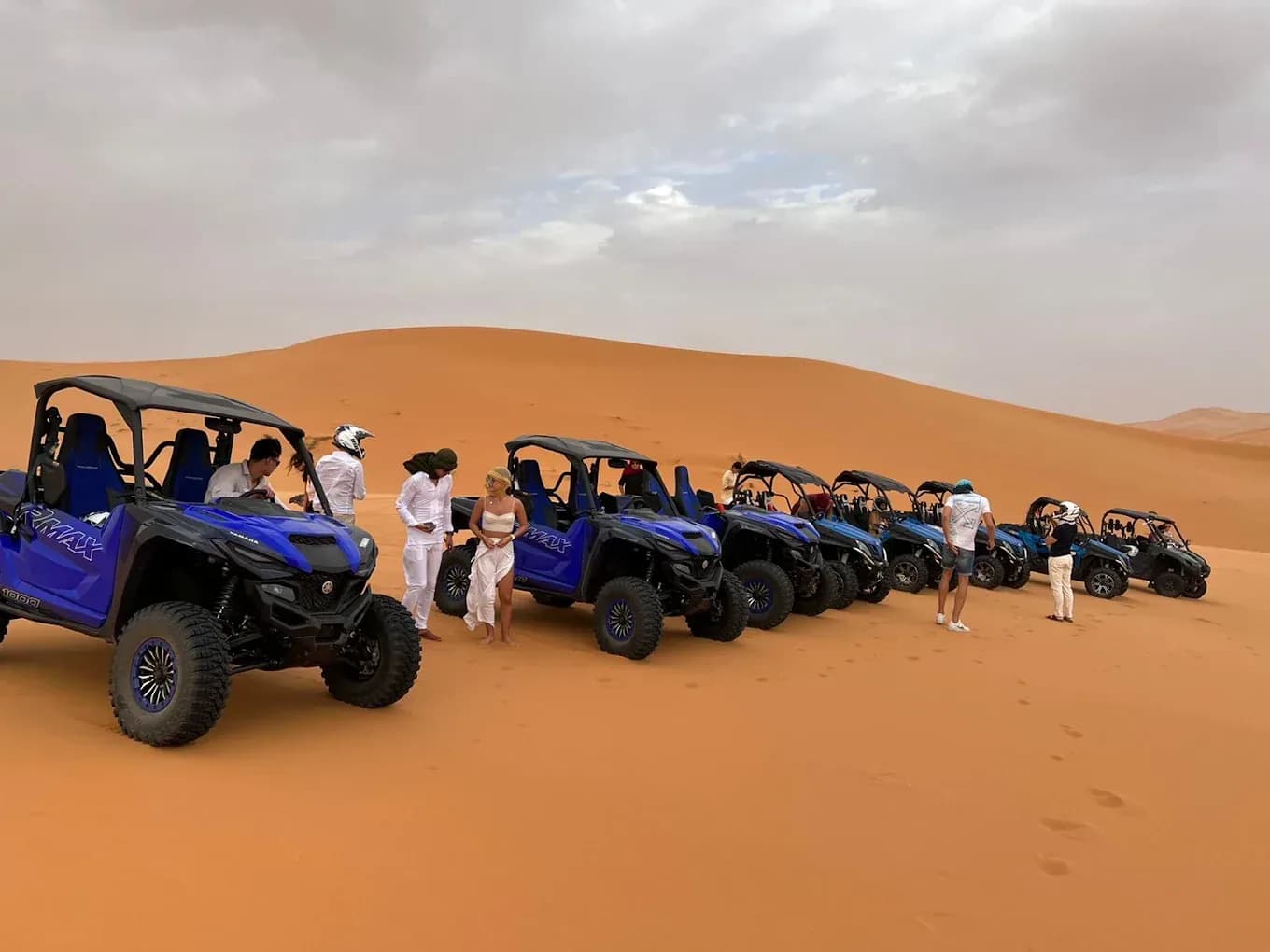 Buggies lined up on the dunes