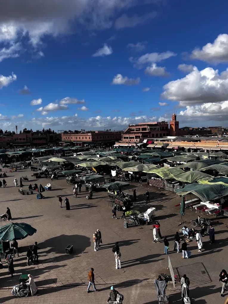 Jemaa el-Fna square from a rooftop terrace